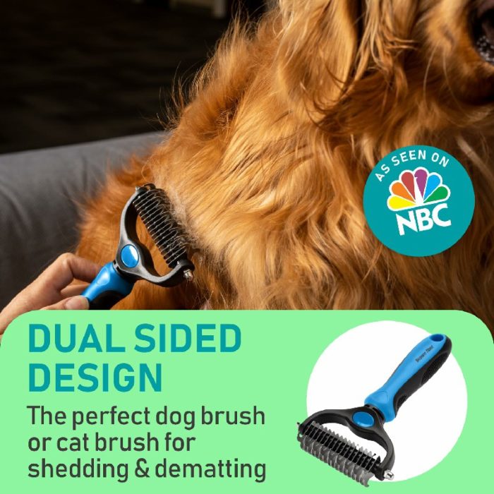 High-Quality Double-Sided Pet Grooming Brush for Shedding and Dematting - Ideal for Dogs and Cat