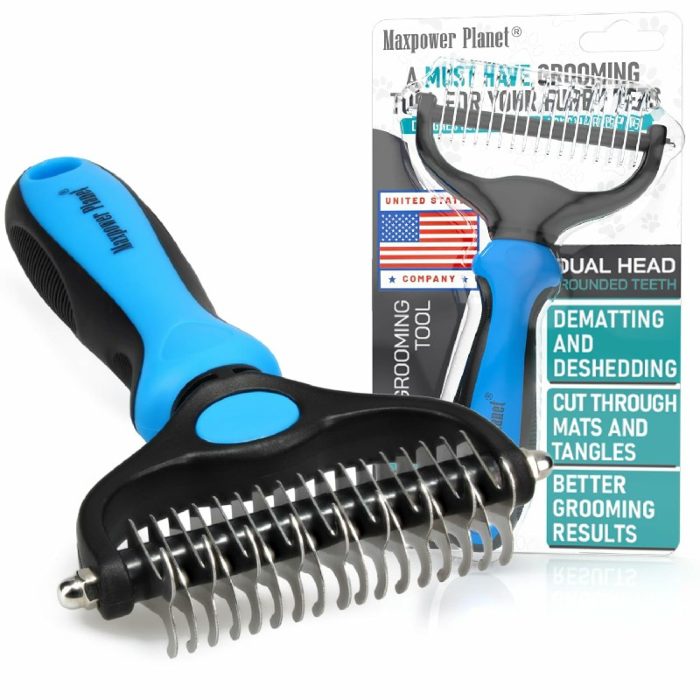 High-Quality Double-Sided Pet Grooming Brush for Shedding and Dematting - Ideal for Dogs and Cat