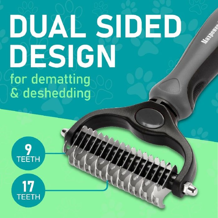 High-Quality Double-Sided Pet Grooming Brush for Shedding and Dematting - Ideal for Dogs and Cat