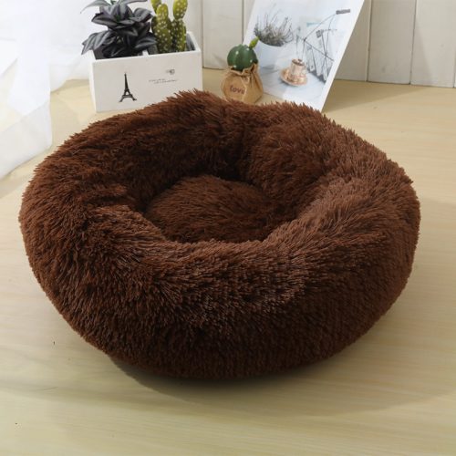 Wholesale Soft Plush Donut Round Pet Cat Bed - Cozy and Durable Pet Sleeping Bed for Cats and Small Dogs