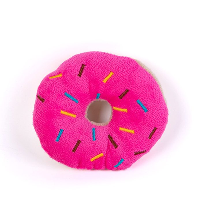 Wholesale Bite-Resistant Sounding Plush Dog Toys – Customizable Donut Shape Pet Toys