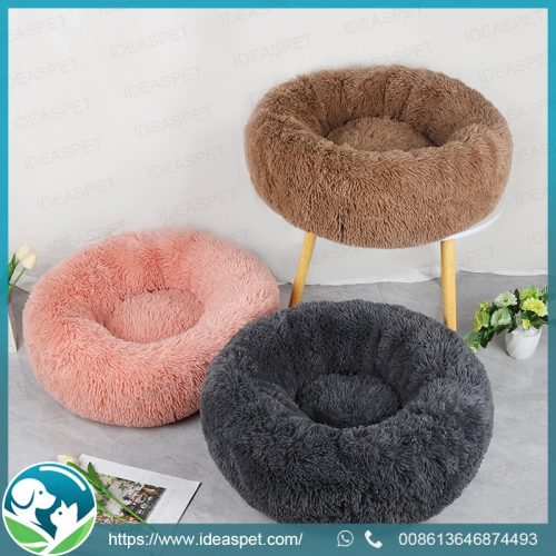 Wholesale Soft Plush Donut Round Pet Cat Bed - Cozy and Durable Pet Sleeping Bed for Cats and Small Dogs